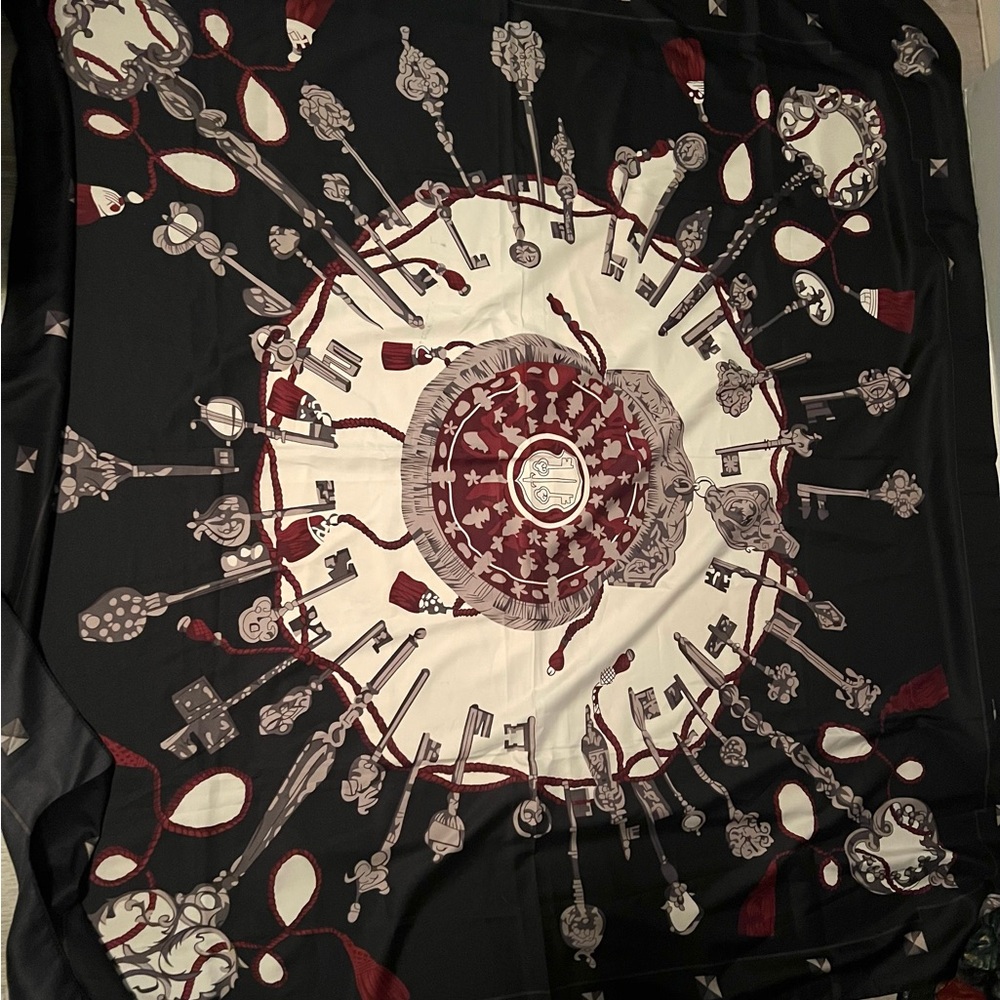 Hermes Black and Red Scarf